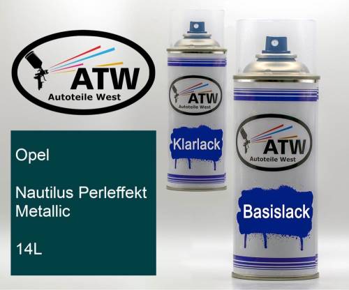 Opel, Nautilus Perleffekt Metallic, 14L: 400ml Sprühdose + 400ml Klarlack - Set, von ATW Autoteile West.